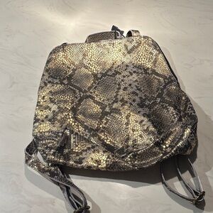 Jane Marie Piper Gold and Black Snakeskin Patterned Leather Women's Backpack